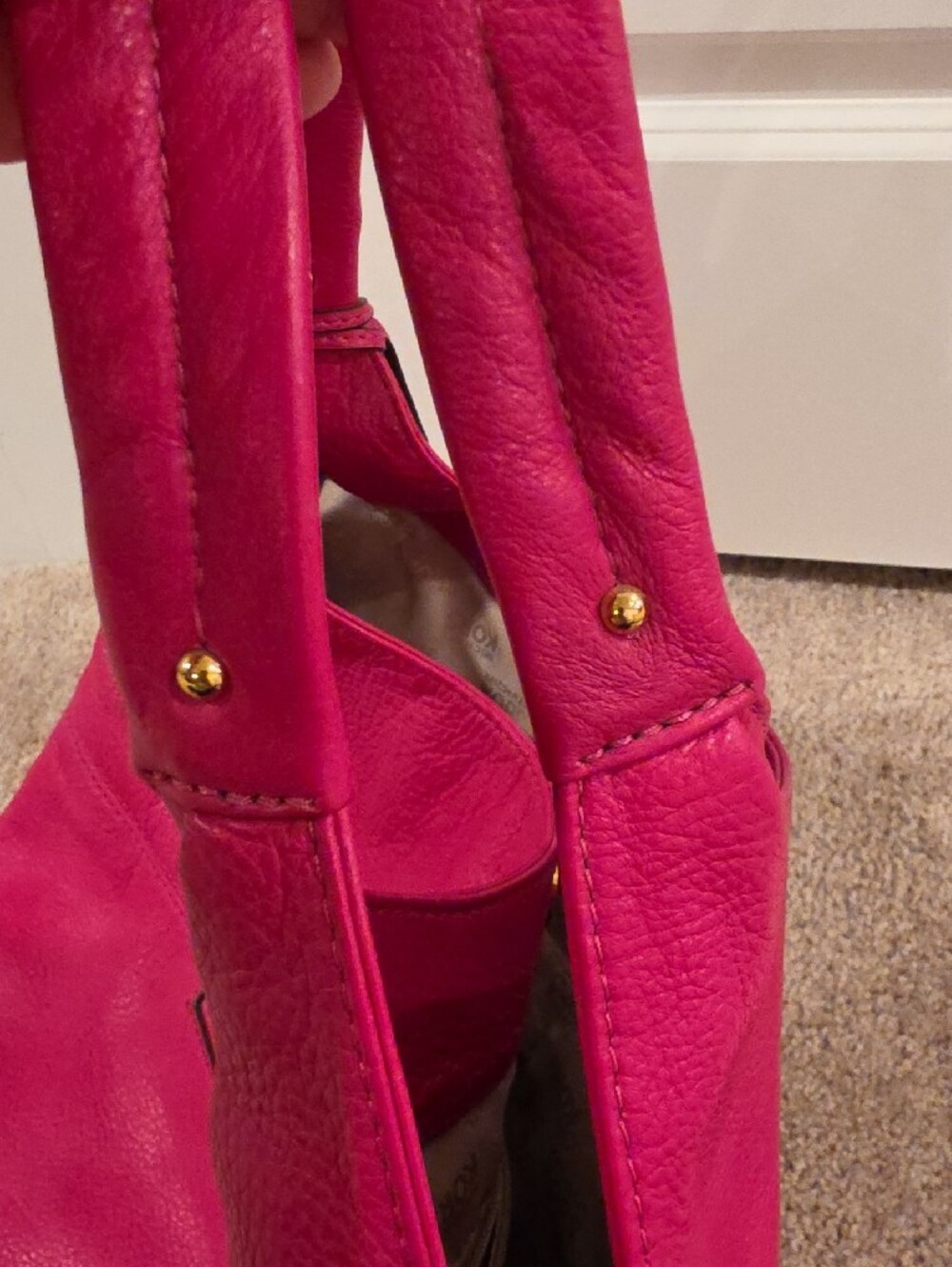 Michael Kors Austin Hobo Pink Pebbled Leather Shoulder Bag with Gold Hardware - Picture 15 of 15